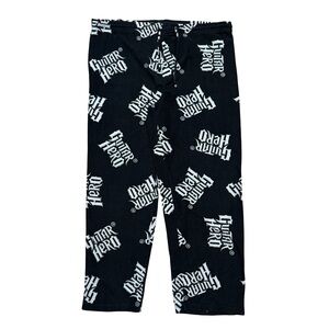 Vintage 2000s Guitar Hero Xbox Gaming Promo Black Pajama Pants Size L